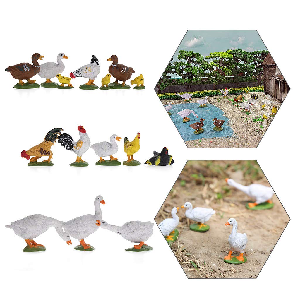 30Pcs O Gauge Farm Animal 1:43 Scale Painted Chicken Duck Goose Pvc Model Train Layout An4304-30-Amus