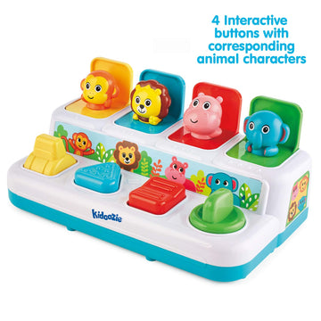 Kidoozie Pop ‘N Play Animal Friends, Pop Up Activity Toy For Learning Colors, Numbers, Animal Names And Sounds; Suitable For Toddlers Ages 12 Months And Older, Small