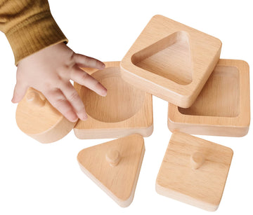 Montessori Shape Puzzle - Baby Puzzles For 1 Year Olds - Baby'S First Puzzle - Knob Wooden Puzzles For Infant And Toddler - Geometric Shapes - 12 Months Babies First Shapes