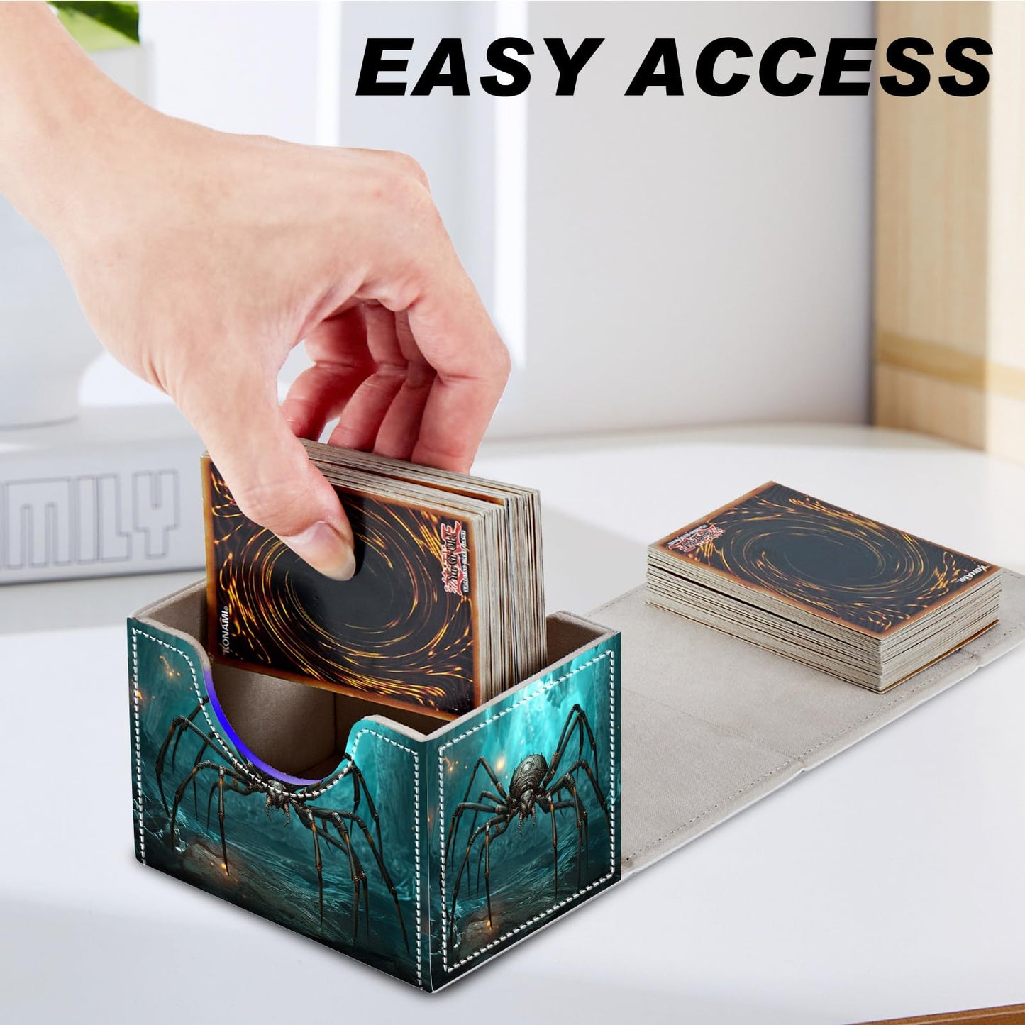 Card Game Storage Box TCG Deck Box MTG Card Box Organizer Trading Card Case Commander Deck Box TCG Card Storage Box Magnetic Closure Creative Pattern Up to 200 Cards  A Giant Spider Glowing Cave