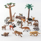 Bretoyin 21Pcs Mini Wild Animals Figurines Toys Set Savanna Jungle Animals Figures Mini Party Favor Cake Topper South Africa Zoo