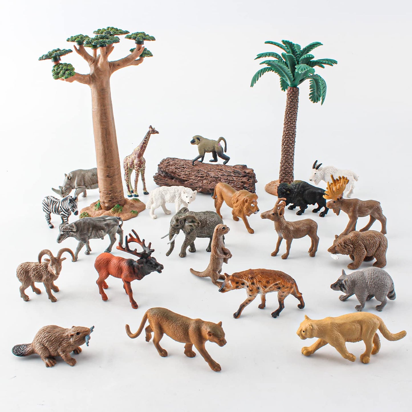 Bretoyin 21Pcs Mini Wild Animals Figurines Toys Set Savanna Jungle Animals Figures Mini Party Favor Cake Topper South Africa Zoo