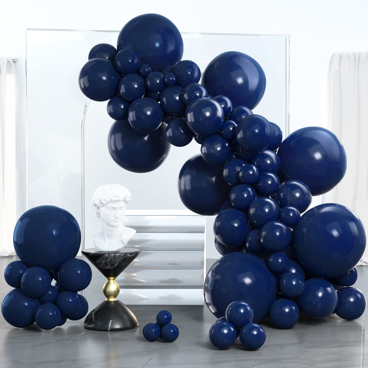 PartyWoo Navy Blue Balloons - 100 pcs in 5-18 Inch Sizes, Rubber Material, Perfect for Party Decorations and Balloon Garlands