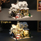 ENJBRICK Christmas House Building Set, 1378pcs, Lights, 11.42"x7.28"x8.07", White/Red/Green, Compatible with Lego