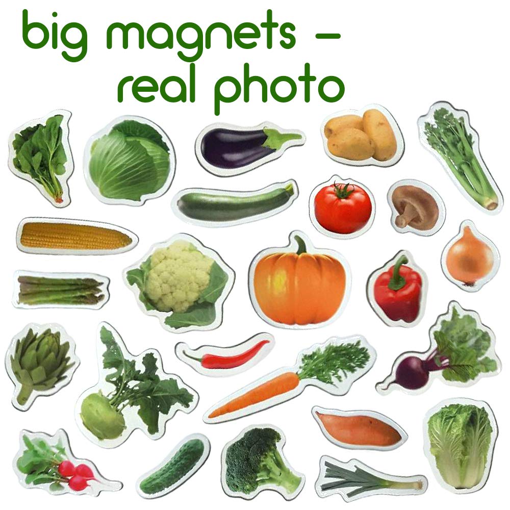 Magdum 25 Fridge Magnets For Toddlers - Vegetable Kids Magnets For Fridge - Toddler Magnets For Refrigerator - Magnetic Animals - Fridge Magnets For Kids - Animal Magnets - Toddler Fridge Magnets