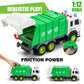 MOBIUS Toys Garbage Truck Friction-Powered - 1:12 Scale Large Size Truck w/Sounds, Lights, Loader, 4 Trash Cans for Learning Was