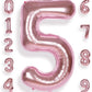 Aule 40 Inch Big Rose Gold 5 Balloon Number Large Foil Helium Number Balloons 0-9 Jumbo Giant Happy 5Th Birthday Party Decoratio