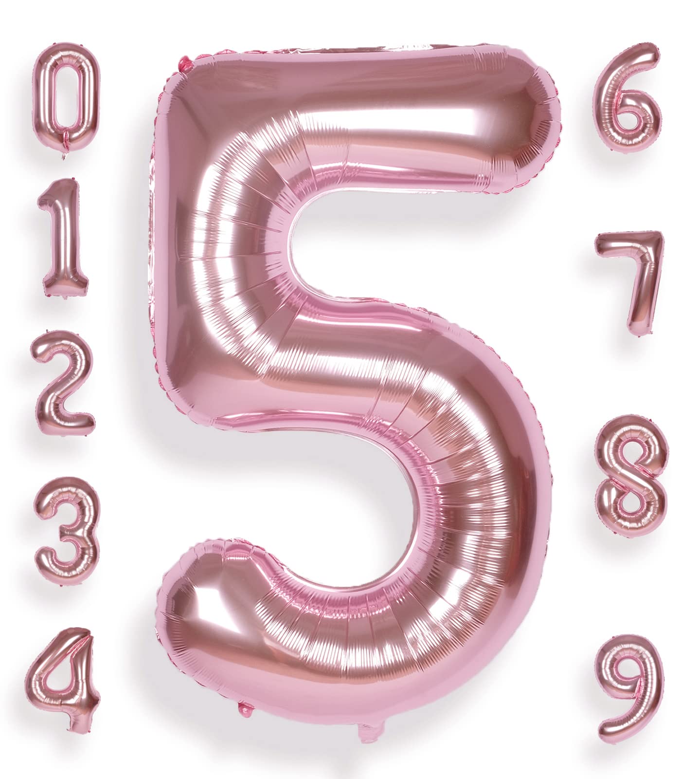 Aule 40 Inch Big Rose Gold 5 Balloon Number Large Foil Helium Number Balloons 0-9 Jumbo Giant Happy 5Th Birthday Party Decoratio