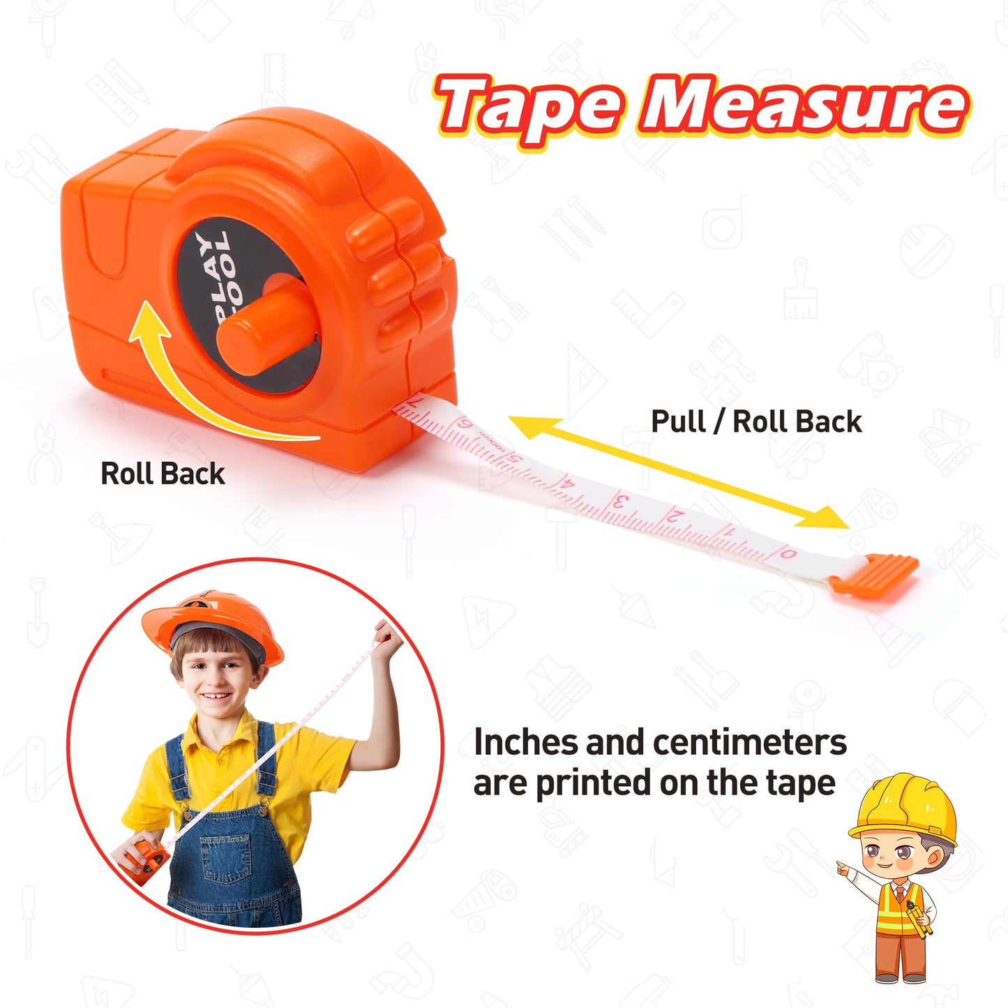 Skirtoy Toy Chainsaw for Kids, Family Day Games Pretend Play Series Kids Tool Set, Outdoor Electronic Chainsaw Toy Tool Set, STE