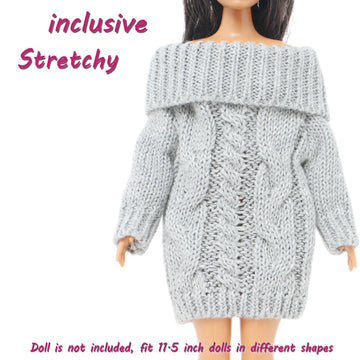 Bjdbus Winter Turtleneck Sweater Clothes For 11.5 Inch Girl Doll Accessories (Grey)