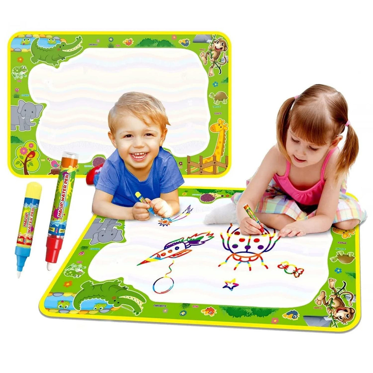 SWIREUK Rubber Water Doodle Mat for Kids  Combo of 3 Pcs, Reusable Gift for Kids Age 3 to 7 | Mess Free Water Drawing for Toddl