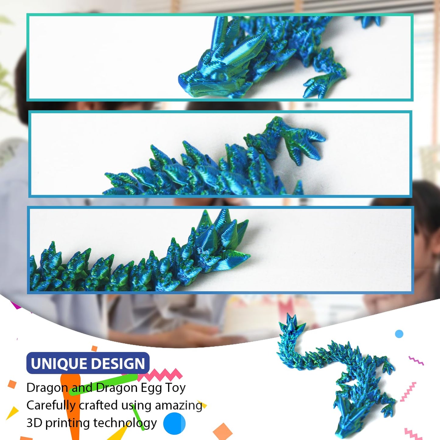 Aumeiller 4 Pcs 3D Printed Dragon, Mystery Crystal Dragon Egg,3D Dragon Egg Gift For Kids (Dragon Egg)