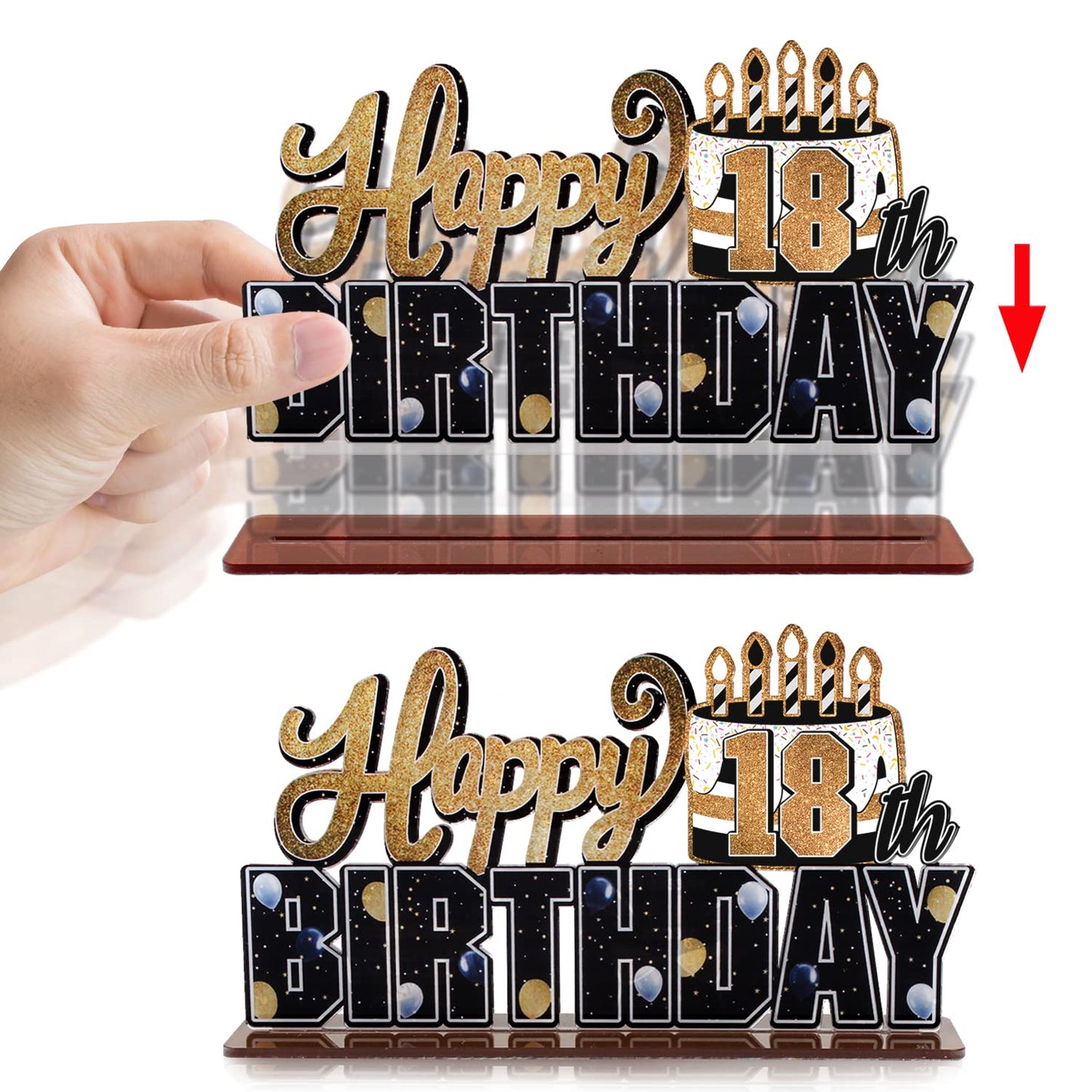 Lingteer Happy 18Th Birthday Gold Acrylic Table Topper Centerpieces Set - Cheers To Eighteen Years Old Birthday 18Th Bday Party Gift Decorations.