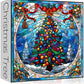 Stained Glass Puzzle Christmas Puzzles 1000 Pieces, Mosaic Christmas Tree Jigsaw Puzzles Art, Vintage Xmas Holiday Puzzles, Impossible Hard Difficult Challenging Puzzles For Adults
