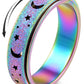 MHWTTY Anxiety Rings for Women Spinner Fidget Ring Titanium Stainless Steel Fidget Toys Adults Thumb Ring for Women Men Rainbow