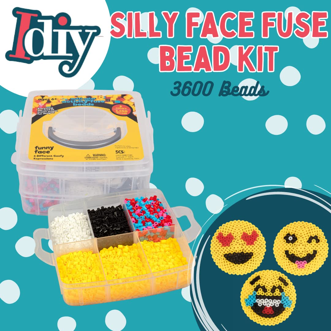 Sculpt Pro Fuse Beads Super Value Kit - 3600 Emoji Smiley Faces, 6 Colors, Small DIY Arts & Crafts Set for Kids