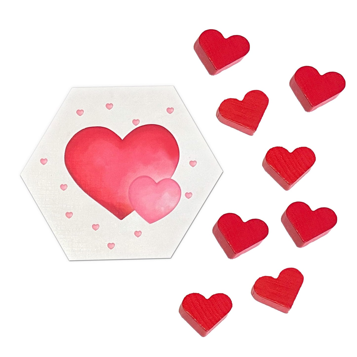 Valentines Love Letter Scenario Hex And Heart Meeple Tokens Holiday Expansion Compatible With Catan'S Settlers Of Catan And Cata