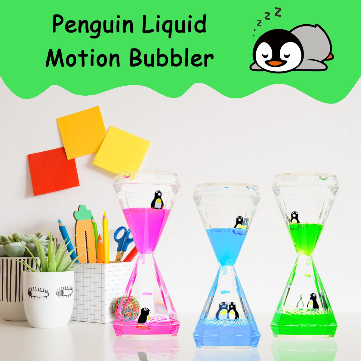 Penguin Timer CAILINK Liquid Motion Bubbler 3-Pack, Diamond Shaped Penguin Timer, Se ...