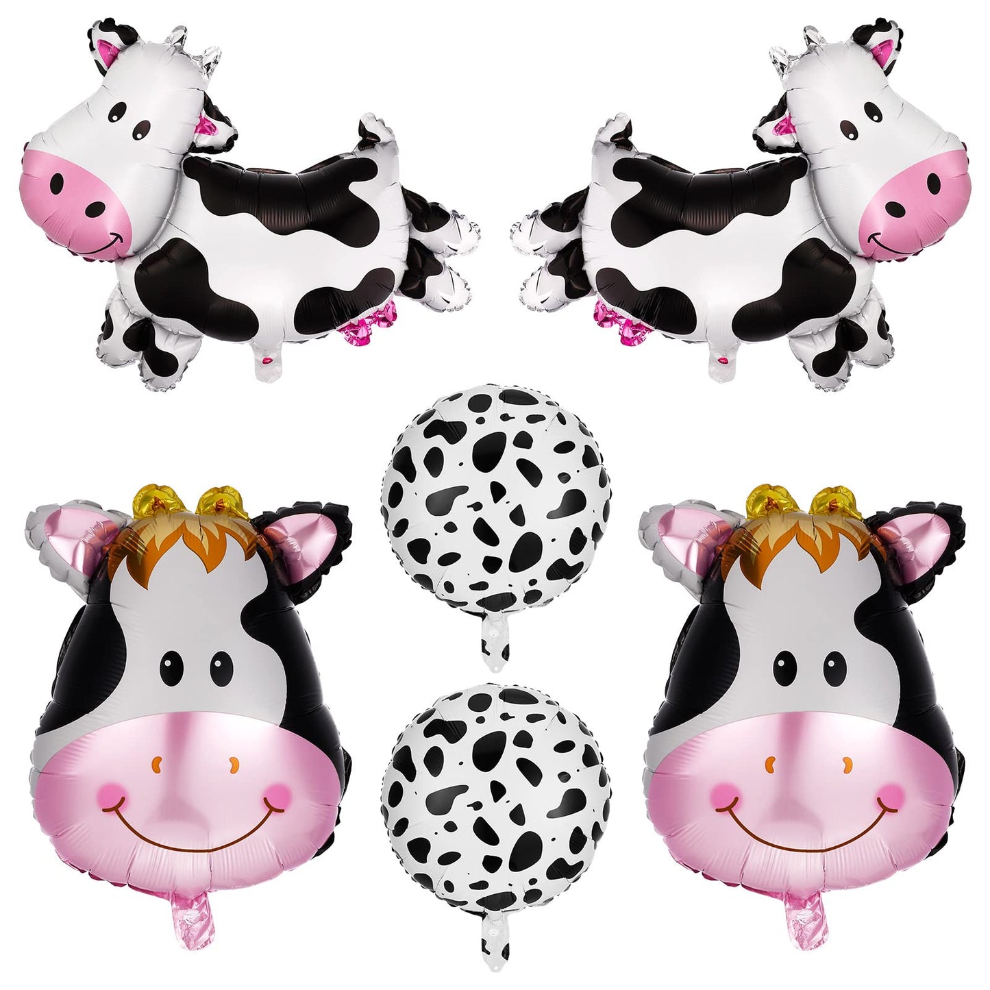 JOELELI 6 Pcs Huge Cow Balloon Walking Cow Foil Balloon Funny Cow Print Balloon Big Cow Head Mylar Balloon for Baby Shower Boy G