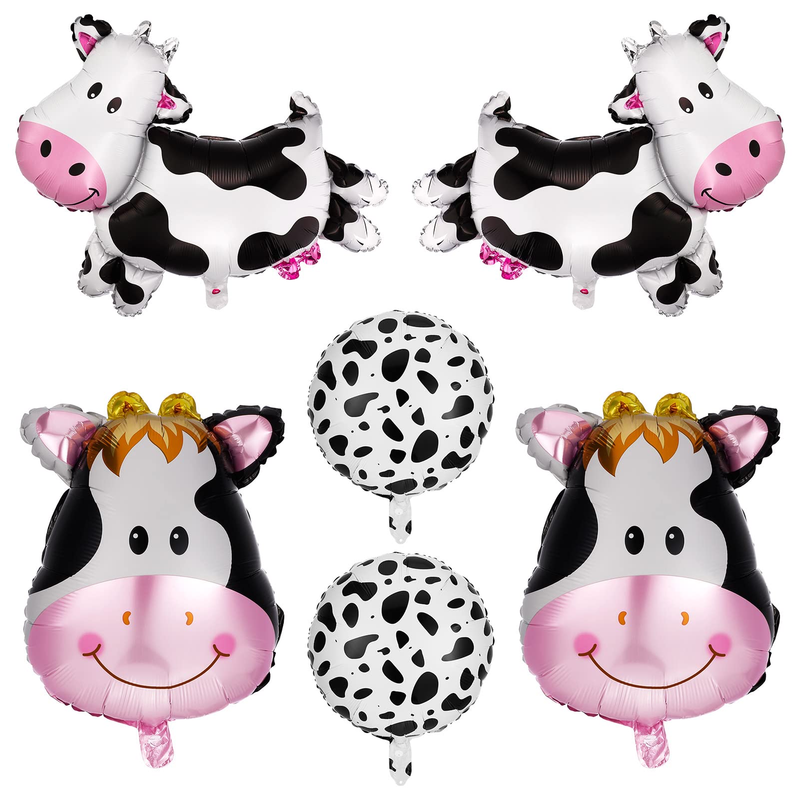 JOELELI 6 Pcs Huge Cow Balloon Walking Cow Foil Balloon Funny Cow Print Balloon Big Cow Head Mylar Balloon for Baby Shower Boy G