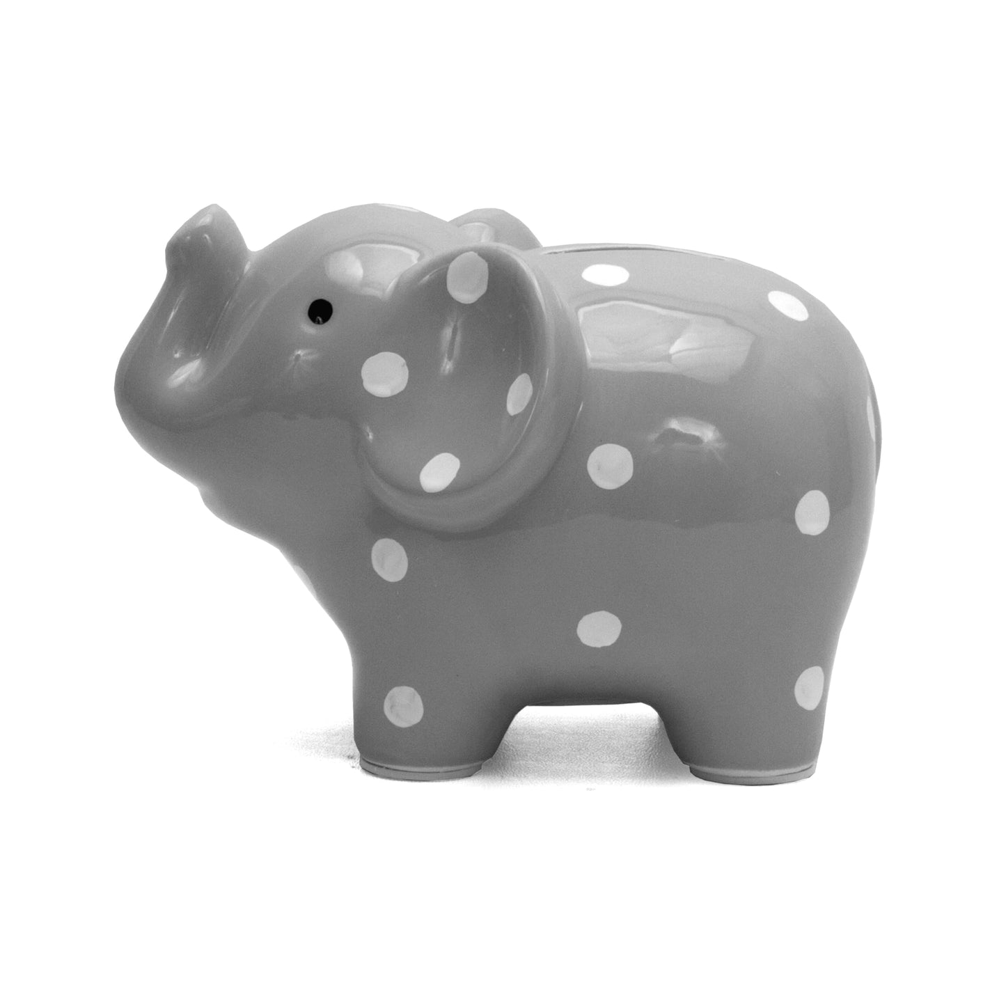 Child To Cherish Ceramic Polka Dot Elephant Piggy Bank, Grey
