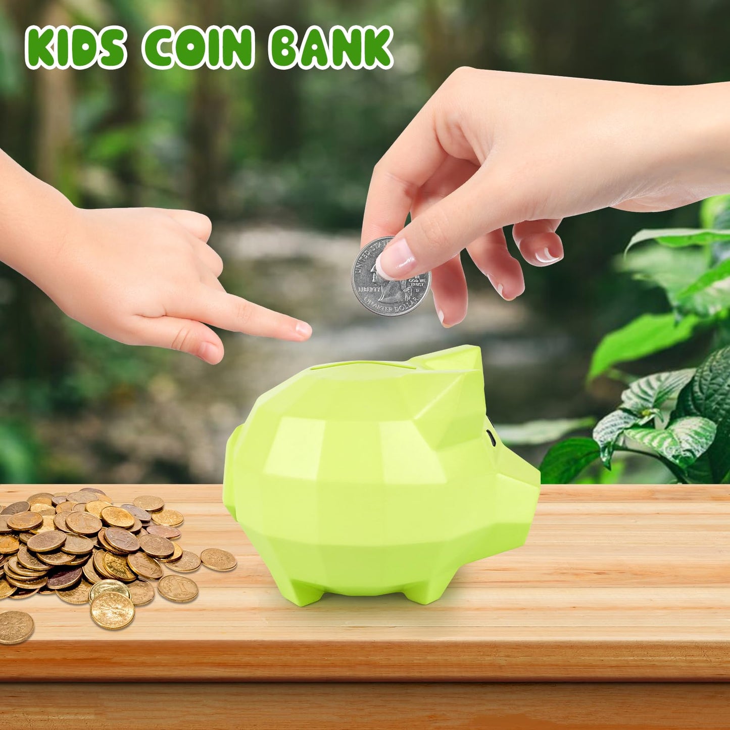 Fvnpiham Kids Piggy Bank For Boys, Unbreakable Plastic Piggy Bank Cute Piggy Banks Practical Gifts For Birthday Christmas Easter