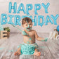Toniful Light Blue Happy Birthday Balloons Banner, 16 Inch Mylar Foil Letters Sign Bunting Reusable Ecofriendly Material For Gir