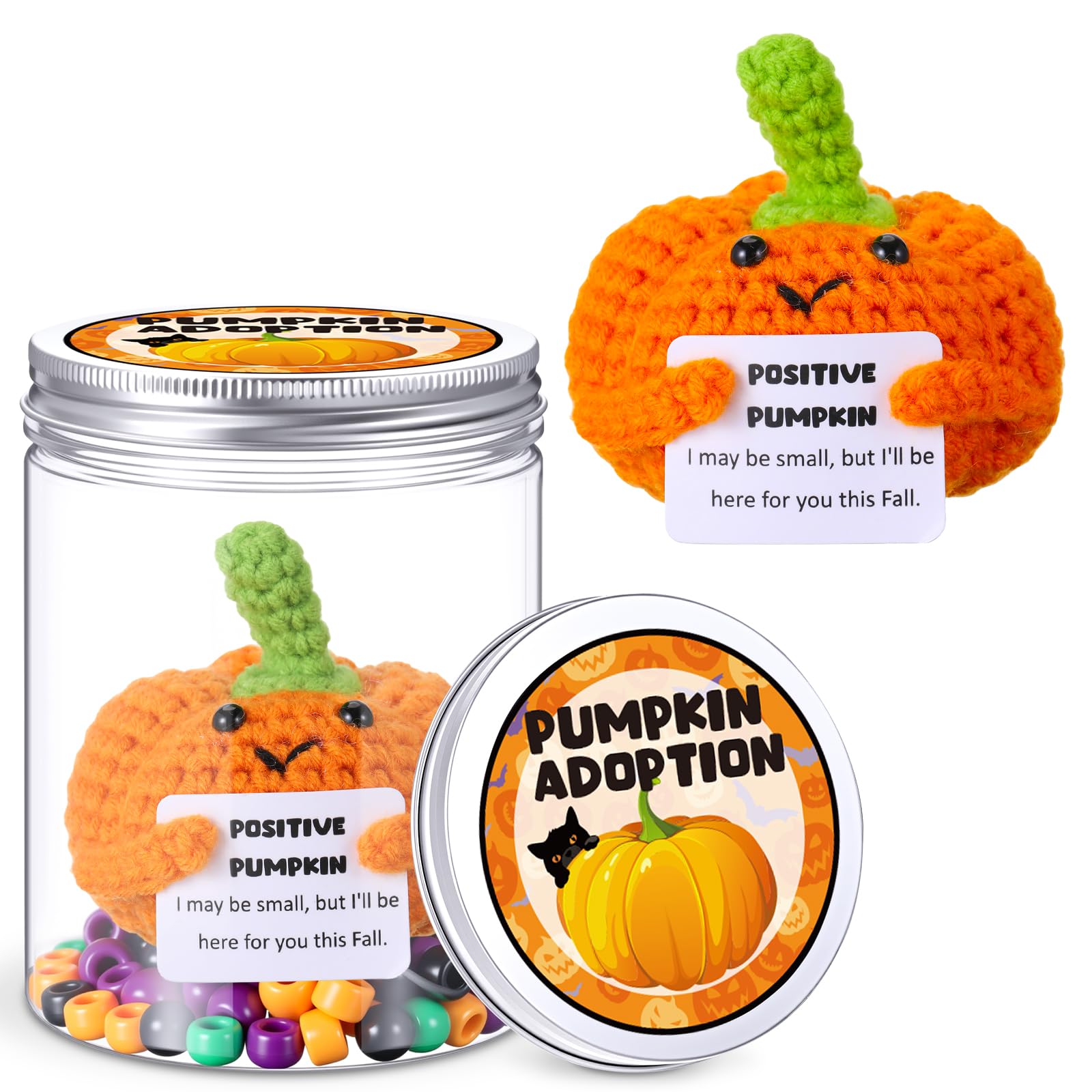 Suncalla Thanksgiving Gifts Adopt Pumpkin Crochet Gift Positive Handmade Knitting Pumpkin Doll Gift for Women Spooky Christmas S