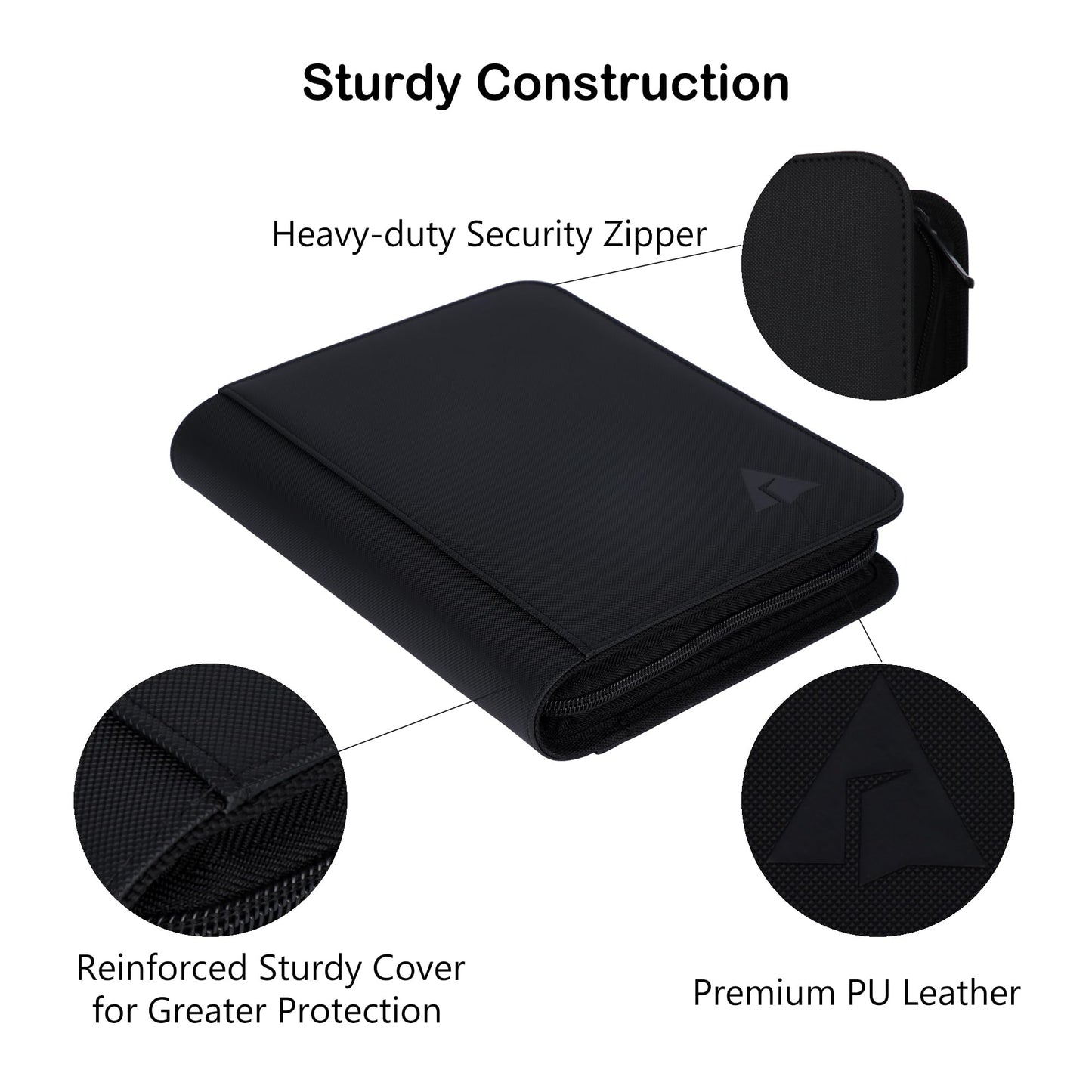 Rayvol enhanced 4 Pocket Card Binder  Fits 368 Trading Cards Ringless Trading Card Album Side Loading Pockets with ZIp for TCG