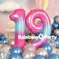 RainbowQ 40 Inch Number 19 Balloons, Pink Blue Foil, Large for 19th Birthday Party Decorations