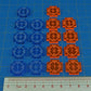Litko Space Fighter Target Lock Token Set | Ship Number | Compatible With Star Wars: X-Wing (Single-Sided #1-9, Fluorescent Blue & Fluorescent Orange)