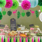 Adlkgg Tropical Flamingo Palm Leaf Banner Party Decorations, Hanging Paper Fans Paper Lanterns Pom Poms Flowers Tissue Tassels F
