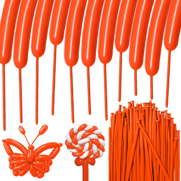 Hykjnbw Orange Long Balloons For Balloon Animals, 260 Balloons Art Kit For Twisting, Skinny Modeling Balloons Supplies For Birth