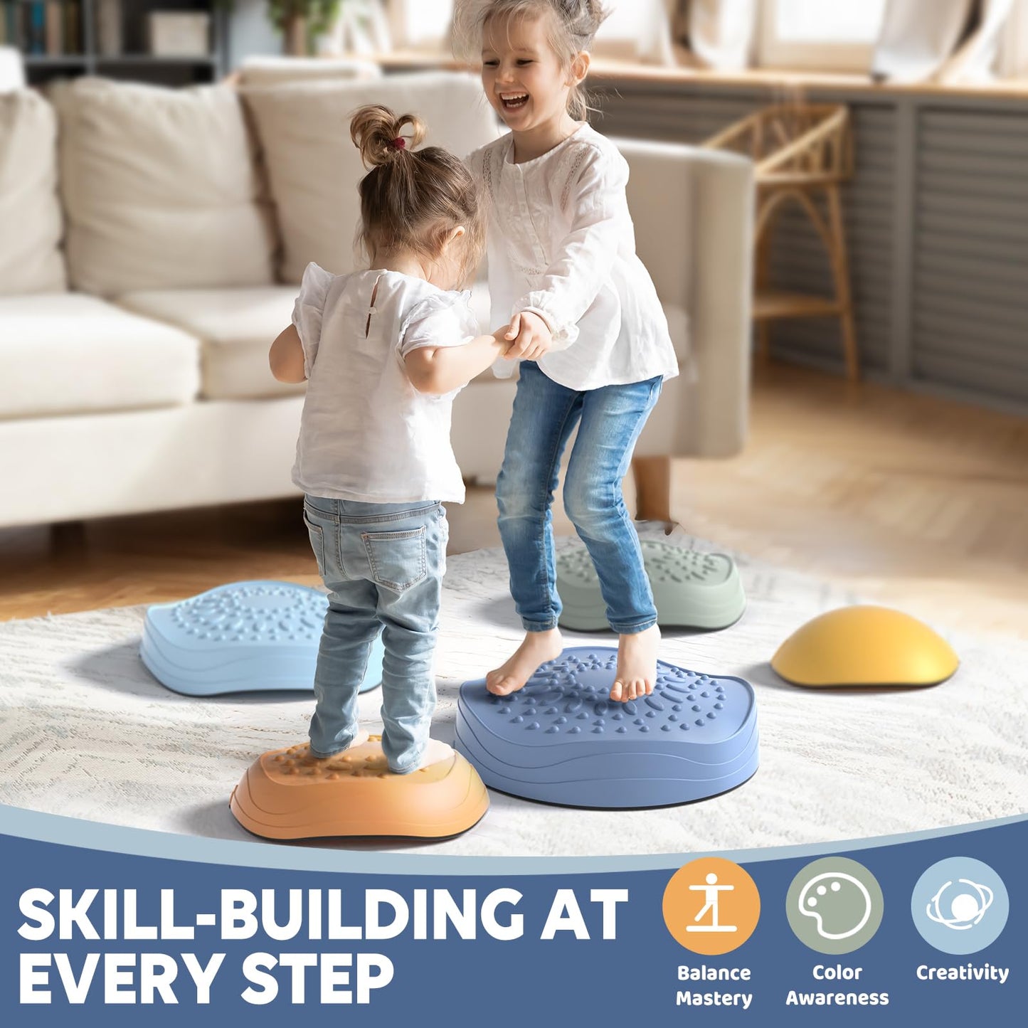 Lehoo Castle Stepping Stones For Kids, Non-Slip Toddler Stepping Stones, Toddler Indoor & Outdoor Toys, Obstacle Course, Sensory