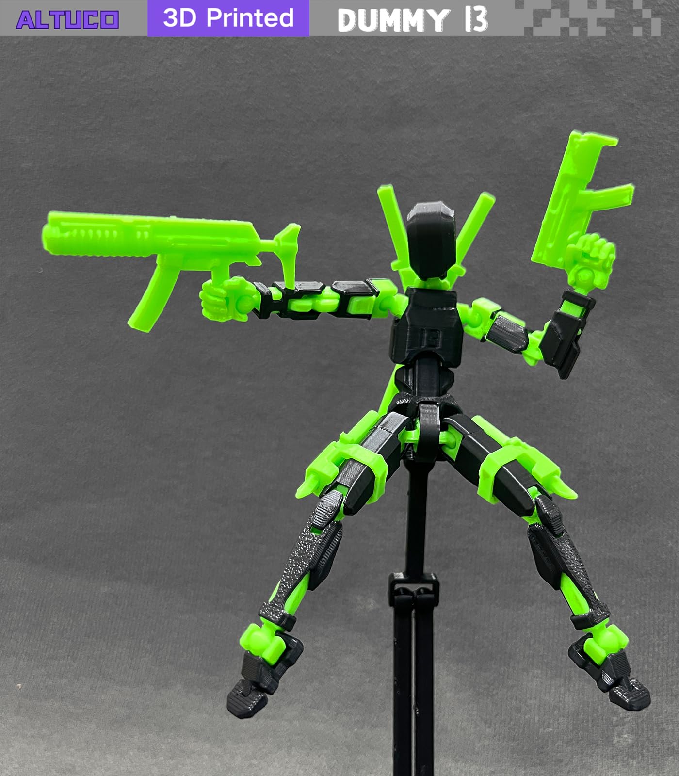 altuco T13 Action Figure - 5.5" Multi-Jointed Black PETG Toy, Model ab4977c9, with Accessories