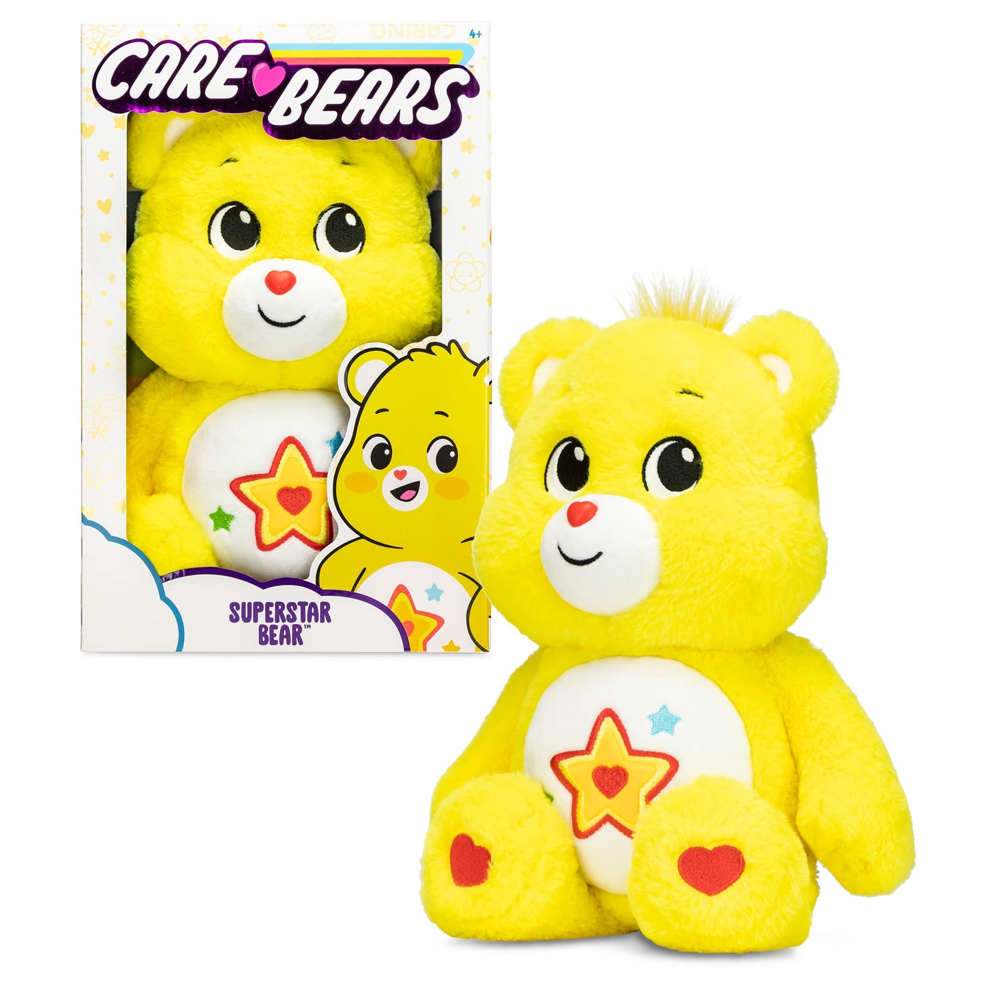 Basic Fun Care Bears Superstar Bear Plush Toy - 35cm Multi-colored Cuddly Soft Toy for Kids, Model 22409