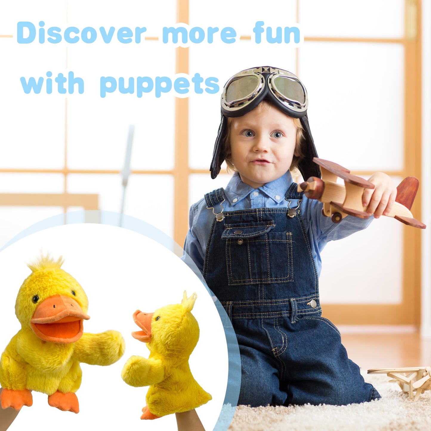 Okegztoa Hand Puppets Duck Puppets,9'' Realistic Stuffed Animal Puppets For Toddlers Duck Stuffed Puppets For Kids With Movable