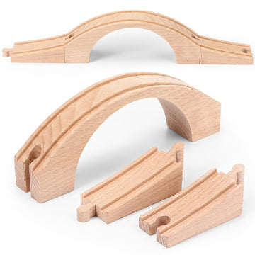 Kigley Wood Train Track Expansion Wooden Train Track Accessories Wooden Train Bridge for Most Major Toy Trains Railway