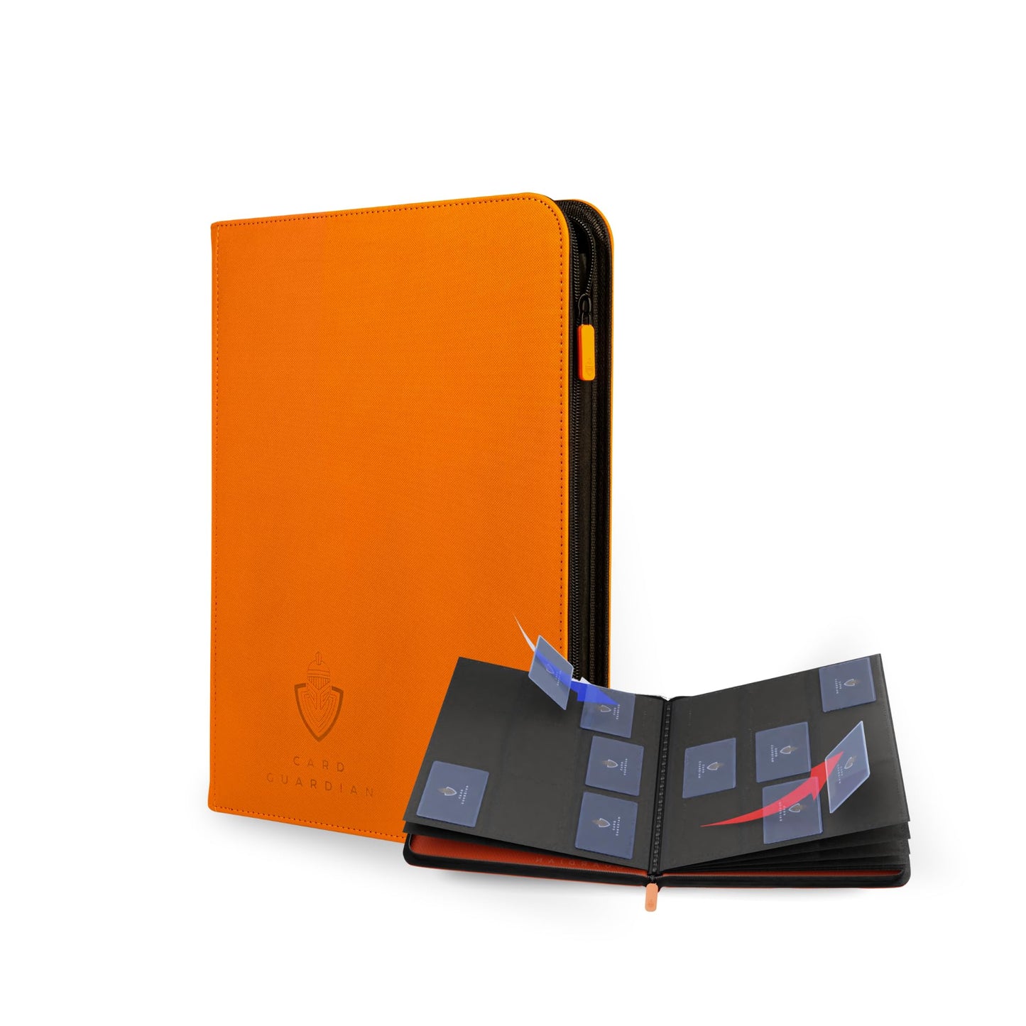 Card Guardian - 9 Pocket enhanced Binder with Zipper for 360 Cards Trading Card Games TCG (Orange) Perfect Card Binder for Yugioh Cards MTG Binder Sports Card Binder