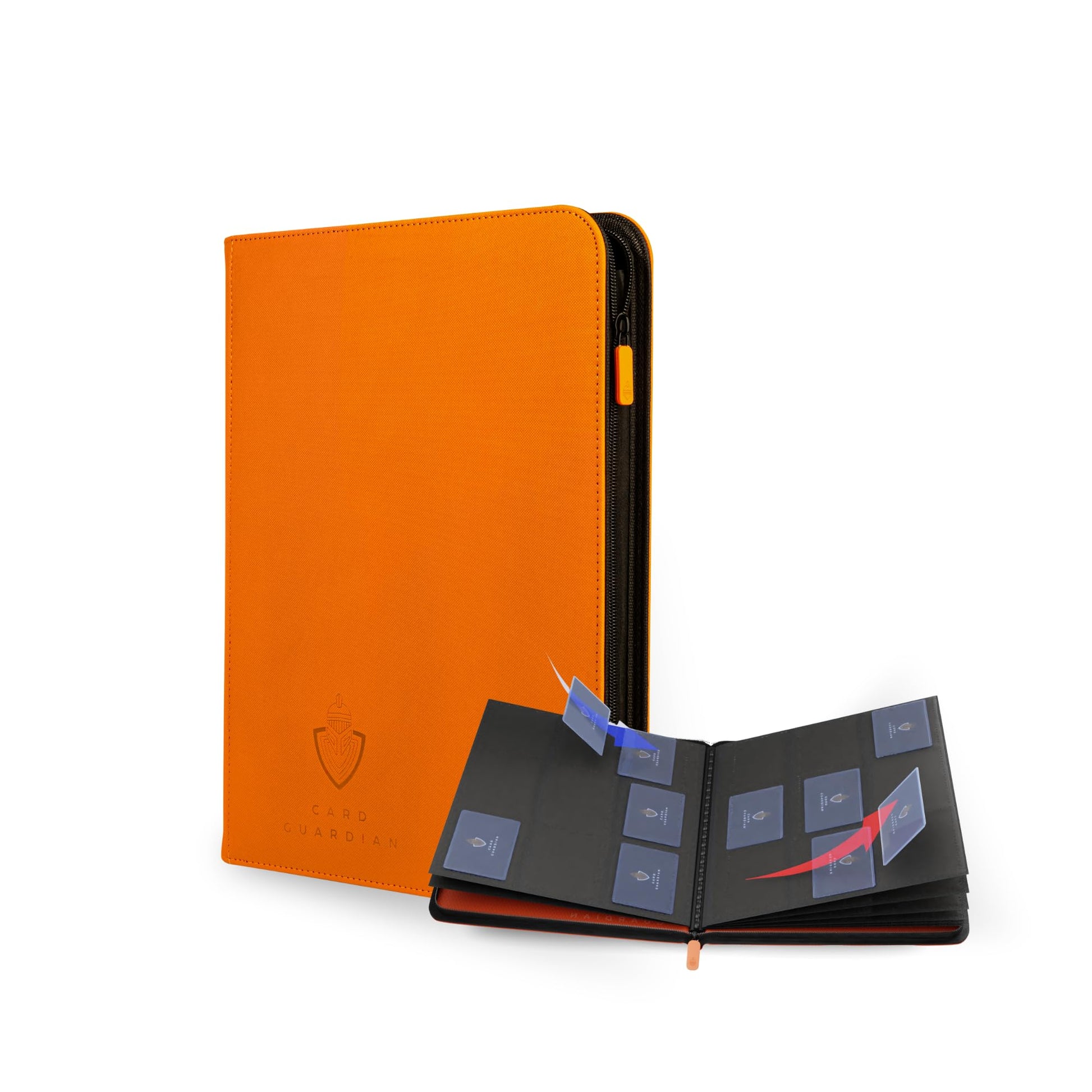 Card Guardian - 9 Pocket enhanced Binder with Zipper for 360 Cards Trading Card Games TCG (Orange) Perfect Card Binder for Yugioh Cards MTG Binder Sports Card Binder