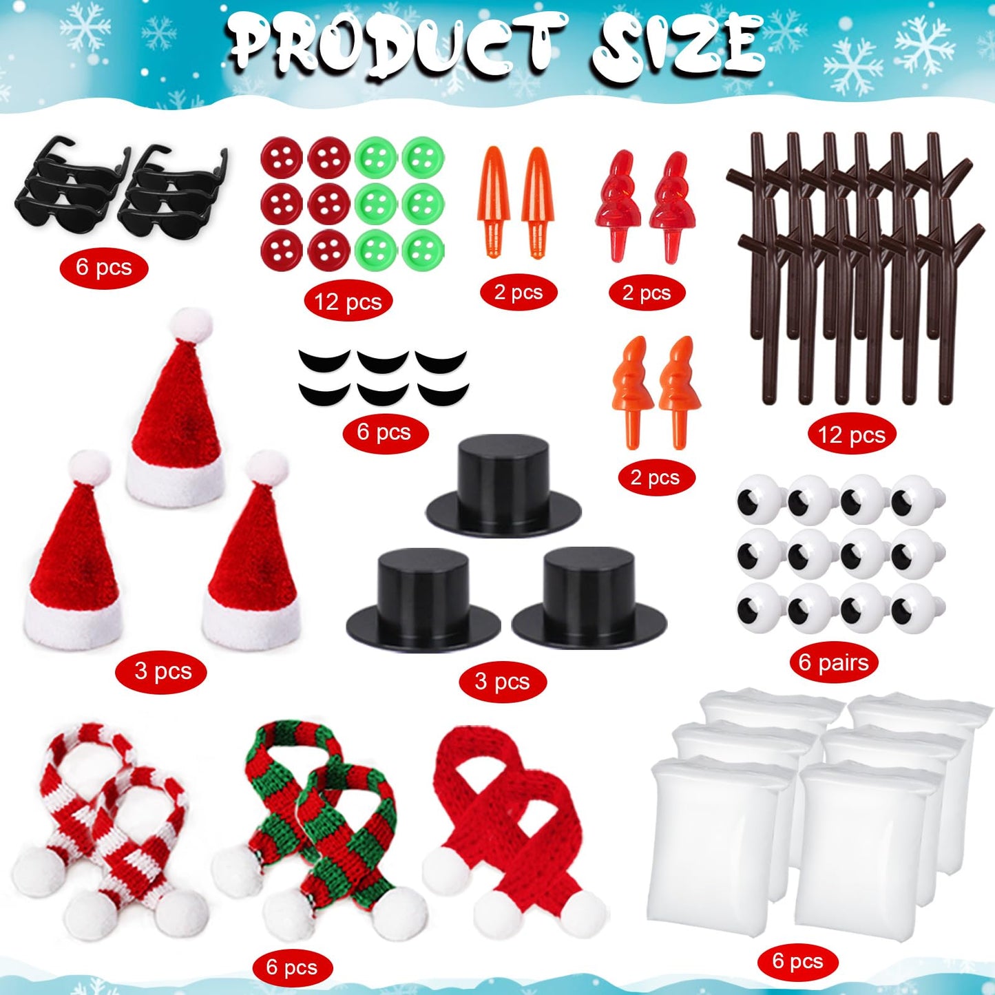 GYGOT 6 Pack Christmas Crafts for Kids,Build a Snowman Kit,Christmas Stocking Stuffers for Girls, Boys,Modeling Clay DIY for Hol