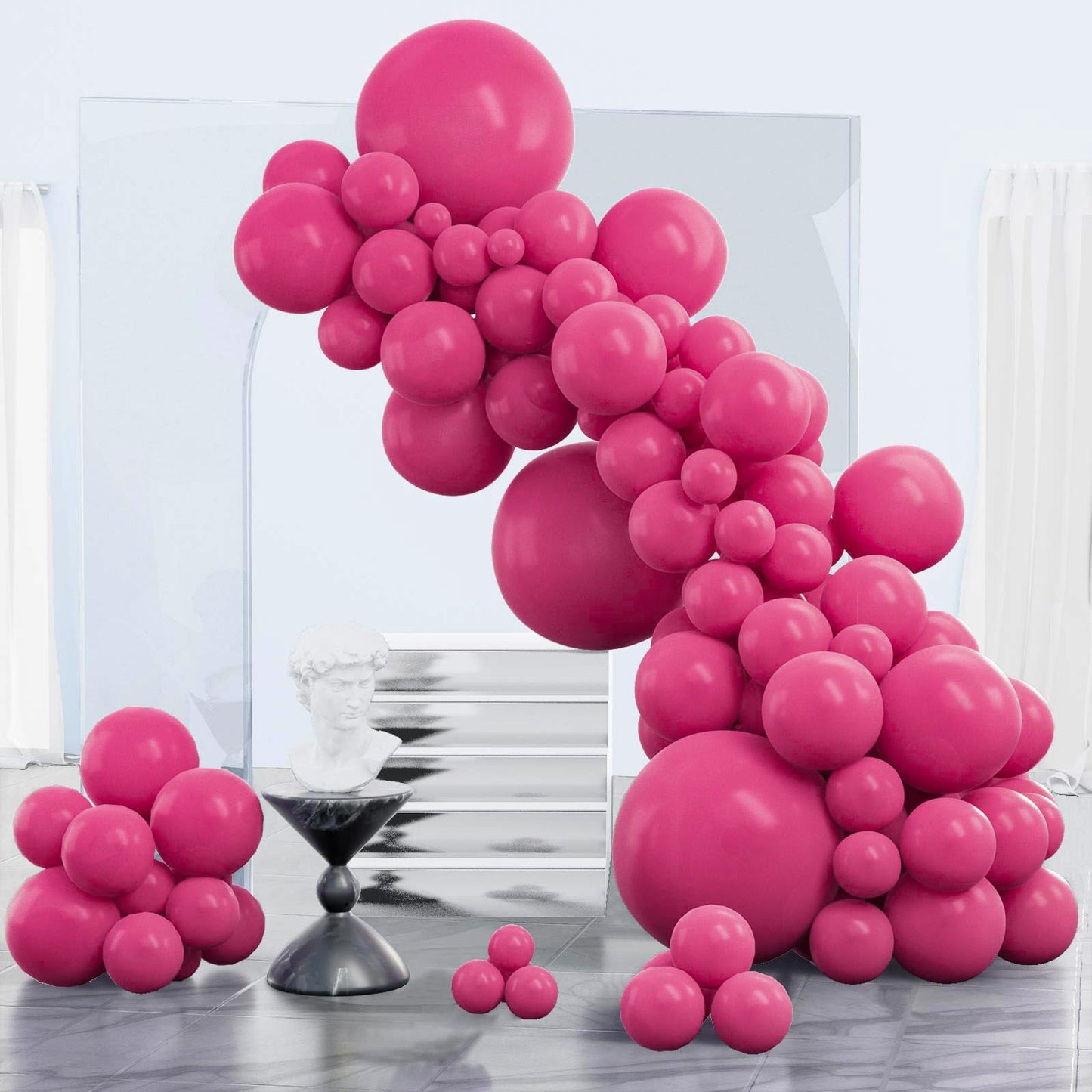 Partywoo Magenta Balloons, 85 Pcs Hot Pink Balloons Different Sizes Pack Of 18 Inch 12 Inch 10 Inch 5 Inch Dark Pink Balloons For Balloon Garland Balloon Arch As Birthday Party Decorations, Pink-Y12