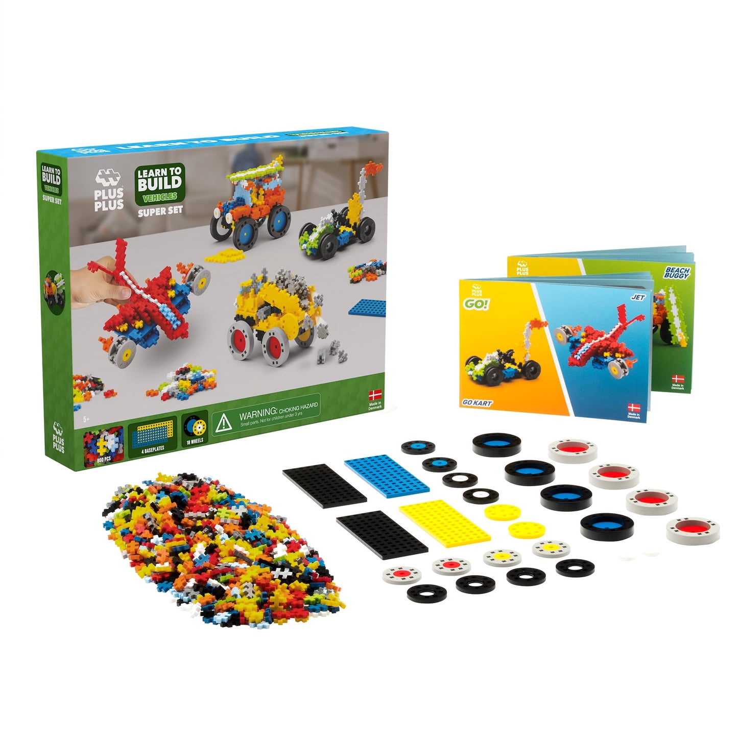 Plus Plus - Go! Learn To Build Vehicles Super Set, 800 Pieces - Construction Building Stem/Steam Toy, Interlocking Mini Puzzle B