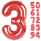 Red 3 Balloon, Number Balloon 40 Inch, 3Rd Three Year Old Birthday Deco For Spiderman Super Mario Party Supplies For Party Decor