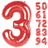 Red 3 Balloon, Number Balloon 40 Inch, 3Rd Three Year Old Birthday Deco For Spiderman Super Mario Party Supplies For Party Decor