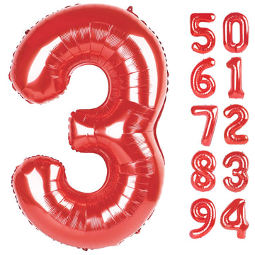 Red 3 Balloon, Number Balloon 40 Inch, 3Rd Three Year Old Birthday Deco For Spiderman Super Mario Party Supplies For Party Decor