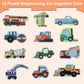 ASTARON 3D Magnetic Puzzle with 60 Puffy Stickers for Toddlers, 41 Pieces Construction Vehicles Toddler Puzzles Preschool Educat