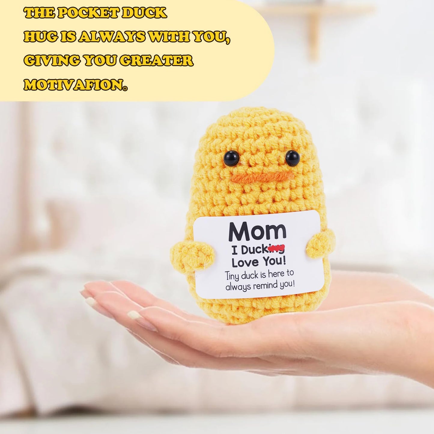JFEND Funny Birthday Gifts for Mom -I Duck Love You Mom Funny Mom Mothers Day Birthday Gifts Handmade Crochet Cute Small Duck Un