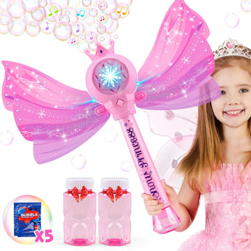 Aooess Bubble Wands For Kids Toys For 3 4 5 6 Years Old Girls: Light Up Bubble Wand Outdoor Toys For Girls Ages 4-8 Bubble Party