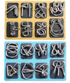 Tanch 16 Pcs Type A+B Different Brain Teaser Metal Wire Puzzles Iq Challenge Magic Trick Unlinking & Linking Game Toys For Kids